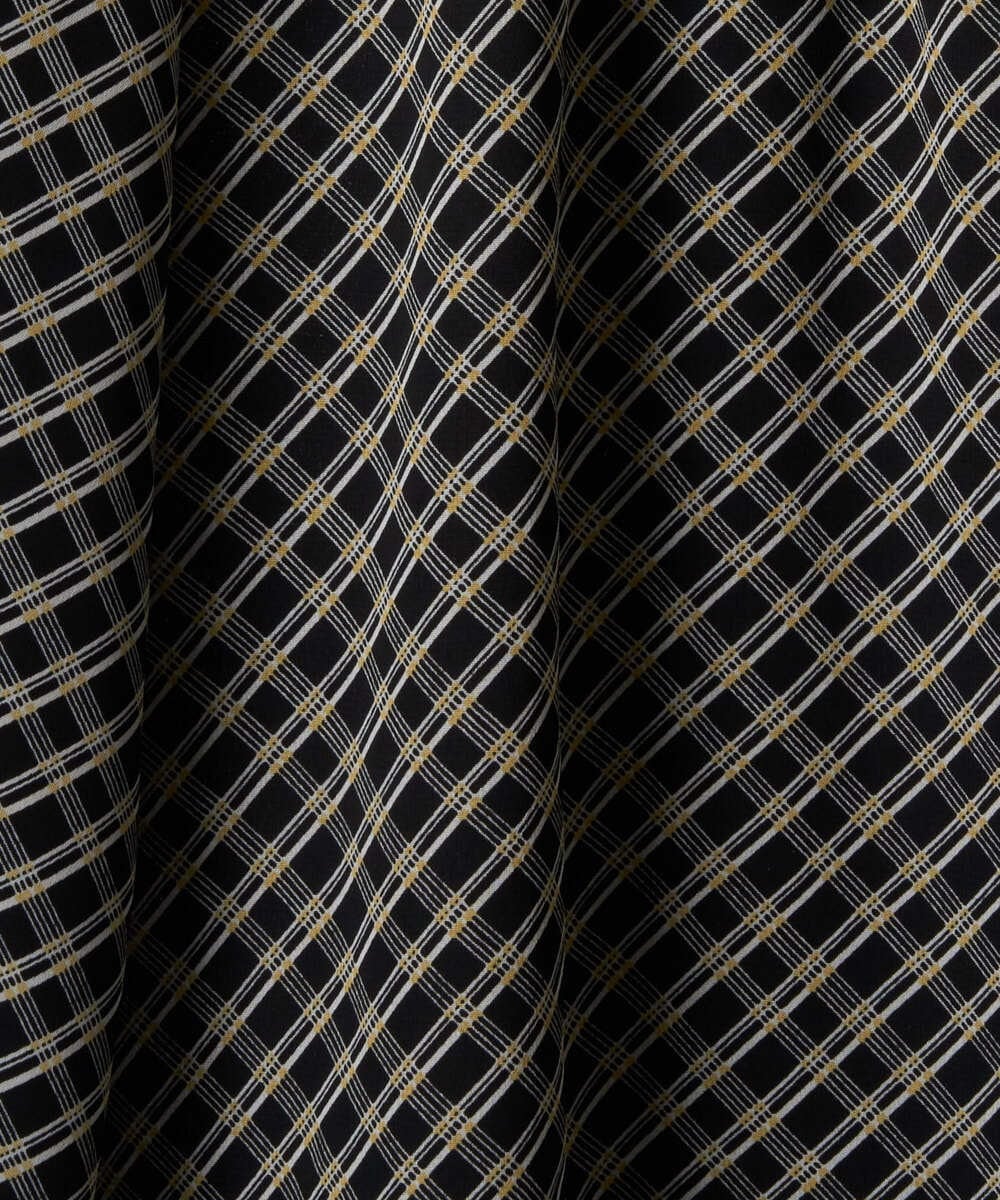 F1BAD04140 MK MICHEL KLEIN(小さいサイズ)(メゾン ドゥ サンク) 【小さいサイズ】チェック柄ボウタイシフォンブラウス/洗濯機で洗える グレー