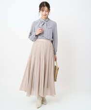 F1BAD04140 MK MICHEL KLEIN(小さいサイズ)(メゾン ドゥ サンク) 【小さいサイズ】チェック柄ボウタイシフォンブラウス/洗濯機で洗える グレー