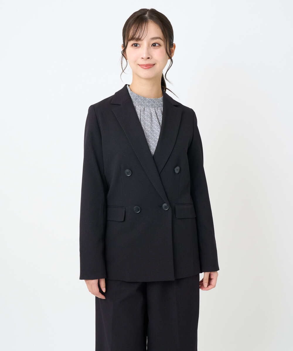 F1BAD04140 MK MICHEL KLEIN(小さいサイズ)(メゾン ドゥ サンク) 【小さいサイズ】チェック柄ボウタイシフォンブラウス/洗濯機で洗える グレー