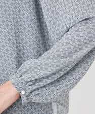 F1BAD04140 MK MICHEL KLEIN(小さいサイズ)(メゾン ドゥ サンク) 【小さいサイズ】チェック柄ボウタイシフォンブラウス/洗濯機で洗える グレー