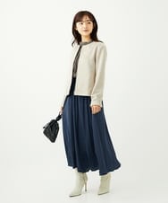 F1BAD35140 MK MICHEL KLEIN(小さいサイズ)(メゾン ドゥ サンク) 【小さいサイズ】ボウタイ付き千鳥柄プリントブラウス/洗濯機で洗える ネイビー