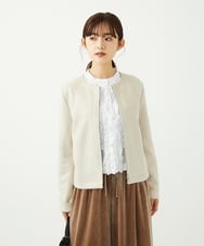 F1BAD37150 MK MICHEL KLEIN(小さいサイズ)(メゾン ドゥ サンク) 【小さいサイズ】フロントフリルデザインブラウス/洗える ミントブルー