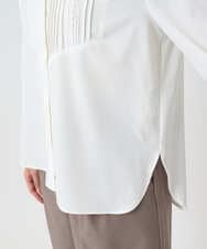 F1BAD40150 MK MICHEL KLEIN(小さいサイズ)(メゾン ドゥ サンク) 【小さいサイズ】フロントピンタックレースブラウス/洗濯機で洗える ホワイト