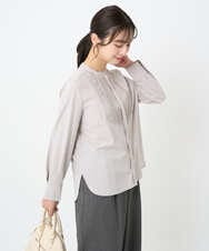 F1BAD40150 MK MICHEL KLEIN(小さいサイズ)(メゾン ドゥ サンク) 【小さいサイズ】フロントピンタックレースブラウス/洗濯機で洗える ホワイト