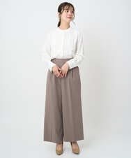 F1BAD40150 MK MICHEL KLEIN(小さいサイズ)(メゾン ドゥ サンク) 【小さいサイズ】フロントピンタックレースブラウス/洗濯機で洗える ホワイト