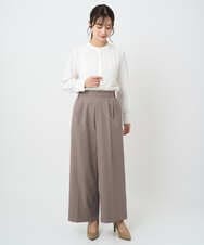 F1BAD40150 MK MICHEL KLEIN(小さいサイズ)(メゾン ドゥ サンク) 【小さいサイズ】フロントピンタックレースブラウス/洗濯機で洗える ホワイト