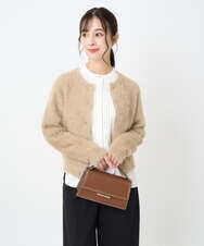 F1BAD40150 MK MICHEL KLEIN(小さいサイズ)(メゾン ドゥ サンク) 【小さいサイズ】フロントピンタックレースブラウス/洗濯機で洗える ホワイト