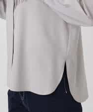 F1BAD40150 MK MICHEL KLEIN(小さいサイズ)(メゾン ドゥ サンク) 【小さいサイズ】フロントピンタックレースブラウス/洗濯機で洗える ライトグレー