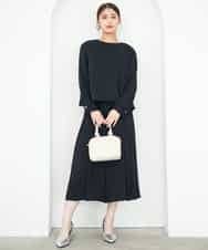 F1BAG54180 MK MICHEL KLEIN(小さいサイズ)(メゾン ドゥ サンク) 【小さいサイズ】[撥水/洗える]レースキャミ付きツイルブラウス ブルー