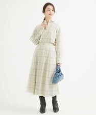 F1BAV56140 MK MICHEL KLEIN(小さいサイズ)(メゾン ドゥ サンク) 【小さいサイズ】ウーリッシュウィンドペンシャツブラウス/洗える アイボリー