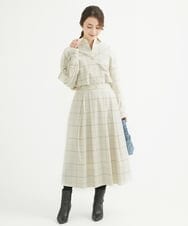 F1BAV56140 MK MICHEL KLEIN(小さいサイズ)(メゾン ドゥ サンク) 【小さいサイズ】ウーリッシュウィンドペンシャツブラウス/洗える アイボリー