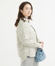 F1BAV56140 MK MICHEL KLEIN(小さいサイズ)(メゾン ドゥ サンク) 【小さいサイズ】ウーリッシュウィンドペンシャツブラウス/洗える アイボリー