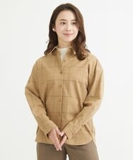 F1BAV56140 MK MICHEL KLEIN(小さいサイズ)(メゾン ドゥ サンク) 【小さいサイズ】ウーリッシュウィンドペンシャツブラウス/洗える アイボリー