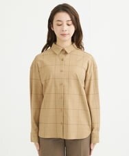 F1BAV56140 MK MICHEL KLEIN(小さいサイズ)(メゾン ドゥ サンク) 【小さいサイズ】ウーリッシュウィンドペンシャツブラウス/洗える アイボリー
