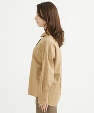 F1BAV56140 MK MICHEL KLEIN(小さいサイズ)(メゾン ドゥ サンク) 【小さいサイズ】ウーリッシュウィンドペンシャツブラウス/洗える アイボリー
