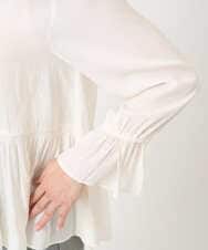 F1BBD57160 MK MICHEL KLEIN(小さいサイズ)(メゾン ドゥ サンク) 【小さいサイズ】パウダーサテン ボウタイブラウス/洗濯機で洗える アイボリー