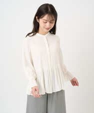 F1BBD57160 MK MICHEL KLEIN(小さいサイズ)(メゾン ドゥ サンク) 【小さいサイズ】パウダーサテン ボウタイブラウス/洗濯機で洗える アイボリー