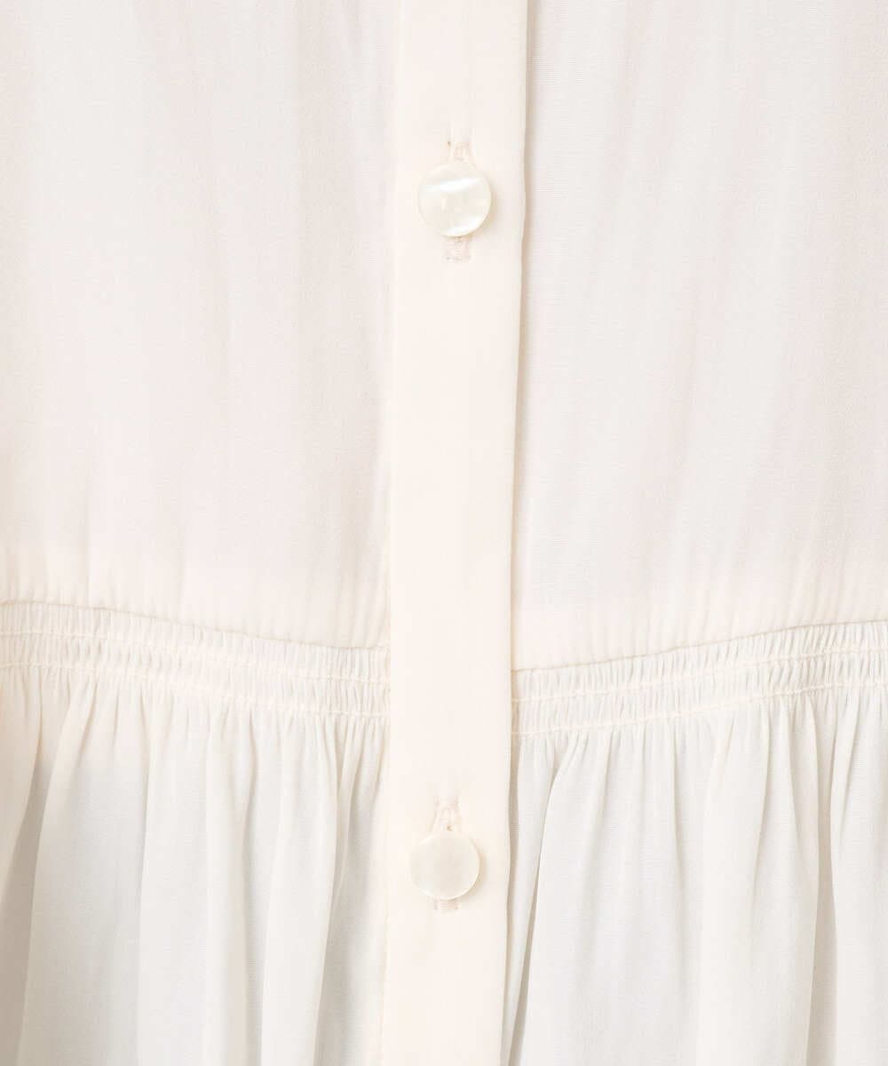 F1BBD57160 MK MICHEL KLEIN(小さいサイズ)(メゾン ドゥ サンク) 【小さいサイズ】パウダーサテン ボウタイブラウス/洗濯機で洗える アイボリー