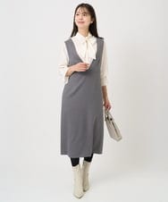 F1BBD57160 MK MICHEL KLEIN(小さいサイズ)(メゾン ドゥ サンク) 【小さいサイズ】パウダーサテン ボウタイブラウス/洗濯機で洗える アイボリー