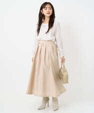 F1BBD58140 MK MICHEL KLEIN(小さいサイズ)(メゾン ドゥ サンク) 【小さいサイズ】ボウタイ風幾何柄ブラウス/洗濯機で洗える アイボリー