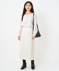 F1BBD58140 MK MICHEL KLEIN(小さいサイズ)(メゾン ドゥ サンク) 【小さいサイズ】ボウタイ風幾何柄ブラウス/洗濯機で洗える アイボリー