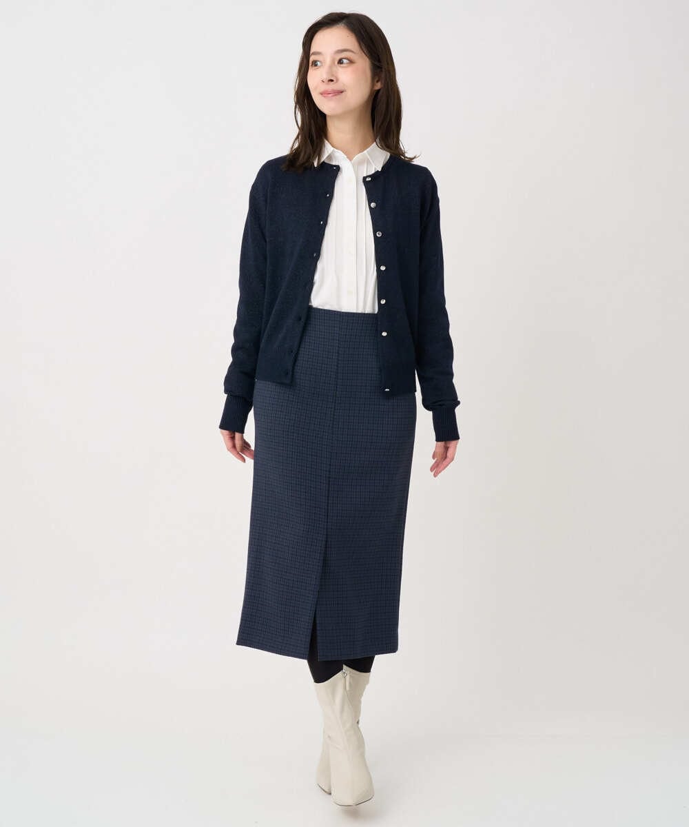 F1BDA02110 MK MICHEL KLEIN(小さいサイズ)(メゾン ドゥ サンク) 【小さいサイズ】ストレッチジャージシャツ/洗える ブルー