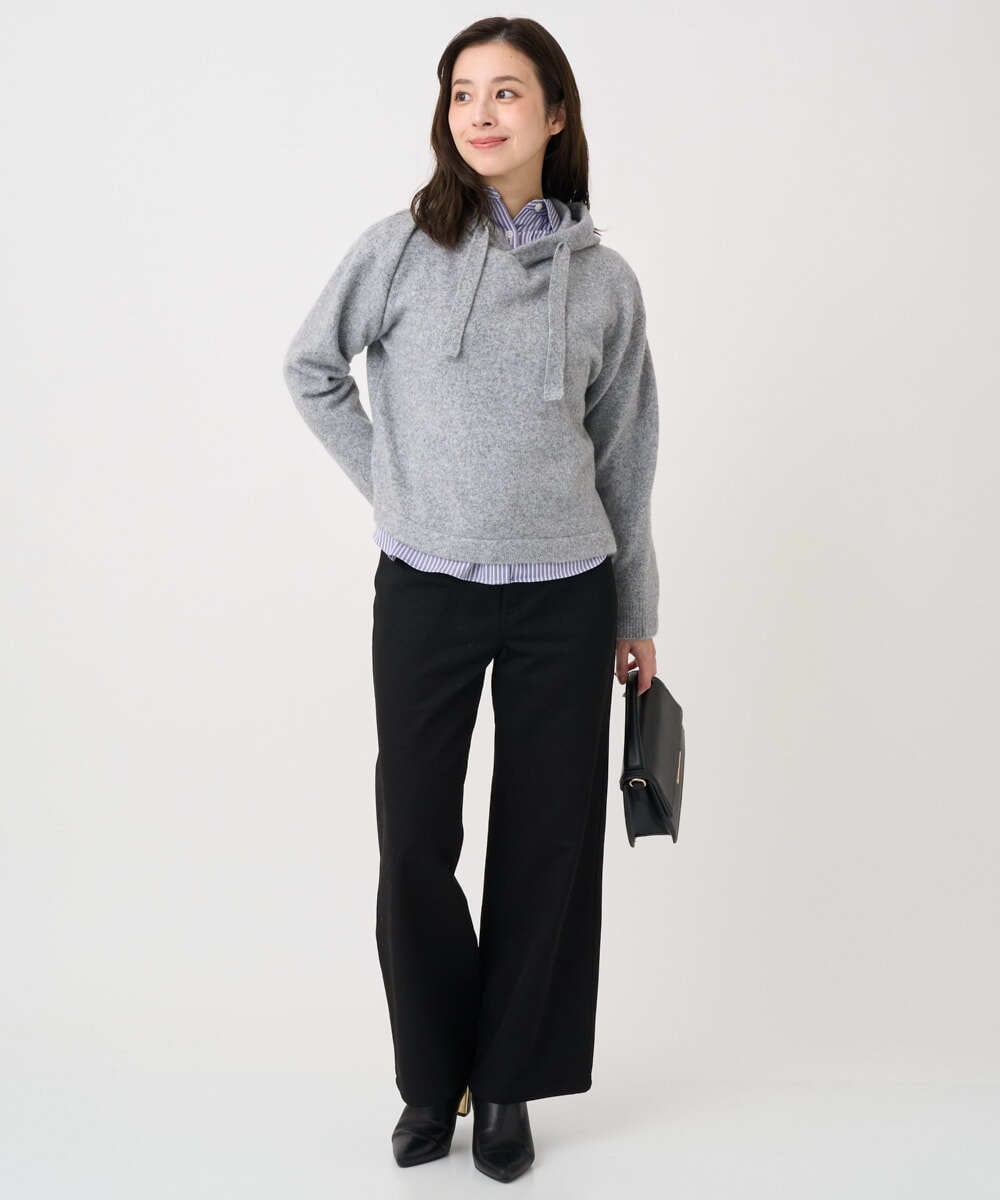 F1BDA02110 MK MICHEL KLEIN(小さいサイズ)(メゾン ドゥ サンク) 【小さいサイズ】ストレッチジャージシャツ/洗える ブルー