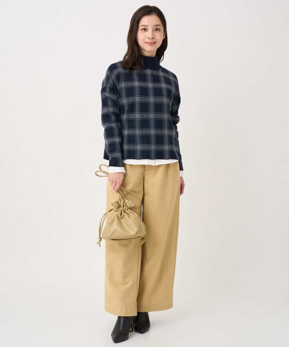 F1BDA02110 MK MICHEL KLEIN(小さいサイズ)(メゾン ドゥ サンク) 【小さいサイズ】ストレッチジャージシャツ/洗える ブルー