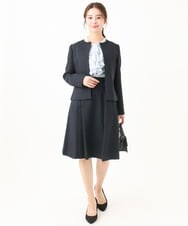 F1BDA68150 MK MICHEL KLEIN(小さいサイズ)(メゾン ドゥ サンク) 【小さいサイズ】フロントフリルディティールブラウス/洗える オフホワイト