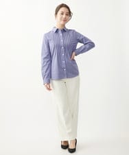 F1BDV02110 MK MICHEL KLEIN(小さいサイズ)(メゾン ドゥ サンク) 【小さいサイズ】ストレッチジャージシャツ/洗える ミントブルー