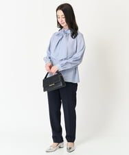 F1BFA02150 MK MICHEL KLEIN(小さいサイズ)(メゾン ドゥ サンク) 【小さいサイズ】ボウタイ付きスタンドカラーブラウス ライトブルー