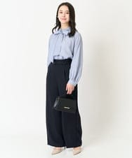 F1BFA02150 MK MICHEL KLEIN(小さいサイズ)(メゾン ドゥ サンク) 【小さいサイズ】ボウタイ付きスタンドカラーブラウス ライトブルー