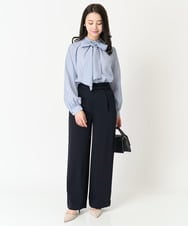F1BFA02150 MK MICHEL KLEIN(小さいサイズ)(メゾン ドゥ サンク) 【小さいサイズ】ボウタイ付きスタンドカラーブラウス ライトブルー