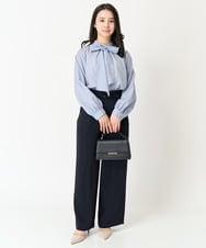 F1BFA02150 MK MICHEL KLEIN(小さいサイズ)(メゾン ドゥ サンク) 【小さいサイズ】ボウタイ付きスタンドカラーブラウス ライトブルー