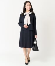 F1BFA02150 MK MICHEL KLEIN(小さいサイズ)(メゾン ドゥ サンク) 【小さいサイズ】ボウタイ付きスタンドカラーブラウス ライトブルー