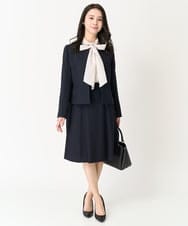 F1BFA02150 MK MICHEL KLEIN(小さいサイズ)(メゾン ドゥ サンク) 【小さいサイズ】ボウタイ付きスタンドカラーブラウス ライトブルー