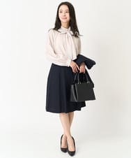 F1BFA02150 MK MICHEL KLEIN(小さいサイズ)(メゾン ドゥ サンク) 【小さいサイズ】ボウタイ付きスタンドカラーブラウス ライトブルー