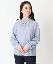F1BFA02150 MK MICHEL KLEIN(小さいサイズ)(メゾン ドゥ サンク) 【小さいサイズ】ボウタイ付きスタンドカラーブラウス ライトブルー