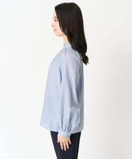 F1BFA02150 MK MICHEL KLEIN(小さいサイズ)(メゾン ドゥ サンク) 【小さいサイズ】ボウタイ付きスタンドカラーブラウス ライトブルー