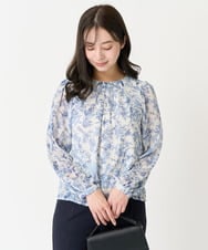 F1BFA07140 MK MICHEL KLEIN(小さいサイズ)(メゾン ドゥ サンク) 【小さいサイズ】花柄シフォンブラウス/洗える アイボリー