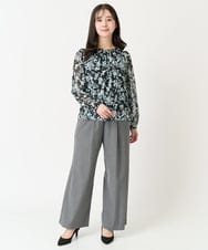 F1BFA07140 MK MICHEL KLEIN(小さいサイズ)(メゾン ドゥ サンク) 【小さいサイズ】花柄シフォンブラウス/洗える アイボリー
