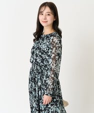 F1BFA07140 MK MICHEL KLEIN(小さいサイズ)(メゾン ドゥ サンク) 【小さいサイズ】花柄シフォンブラウス/洗える アイボリー
