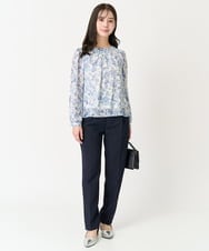 F1BFA07140 MK MICHEL KLEIN(小さいサイズ)(メゾン ドゥ サンク) 【小さいサイズ】花柄シフォンブラウス/洗える アイボリー