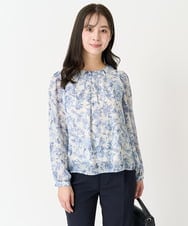 F1BFA07140 MK MICHEL KLEIN(小さいサイズ)(メゾン ドゥ サンク) 【小さいサイズ】花柄シフォンブラウス/洗える アイボリー