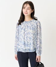 F1BFA07140 MK MICHEL KLEIN(小さいサイズ)(メゾン ドゥ サンク) 【小さいサイズ】花柄シフォンブラウス/洗える アイボリー