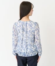 F1BFA07140 MK MICHEL KLEIN(小さいサイズ)(メゾン ドゥ サンク) 【小さいサイズ】花柄シフォンブラウス/洗える アイボリー