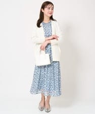 F1BFA09140 MK MICHEL KLEIN(小さいサイズ)(メゾン ドゥ サンク) 【小さいサイズ】ギャザーフリルネック花柄シフォンブラウス/洗える ライトブルー