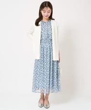 F1BFA09140 MK MICHEL KLEIN(小さいサイズ)(メゾン ドゥ サンク) 【小さいサイズ】ギャザーフリルネック花柄シフォンブラウス/洗える ライトブルー
