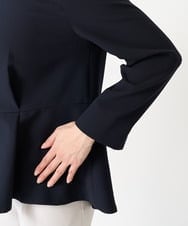 F1BFA10150 MK MICHEL KLEIN(小さいサイズ)(メゾン ドゥ サンク) 【小さいサイズ】パール調デザインブラウス/制菌加工/洗える ネイビー