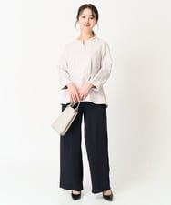 F1BFA10150 MK MICHEL KLEIN(小さいサイズ)(メゾン ドゥ サンク) 【小さいサイズ】パール調デザインブラウス/制菌加工/洗える ネイビー